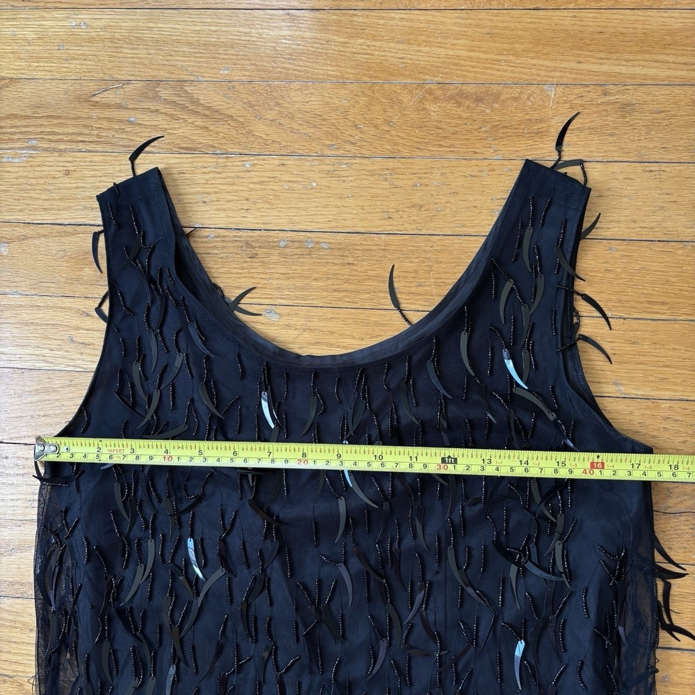 Vintage Vivienne Tam Beaded Paillette Fringe Dress Black Size 2 Flapper Art Deco - Picture 14 of 16